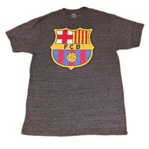 FCB Futbol Club Barcelona Soccer Graphic Tee L - Unisex Adult Large Grey Shirt
